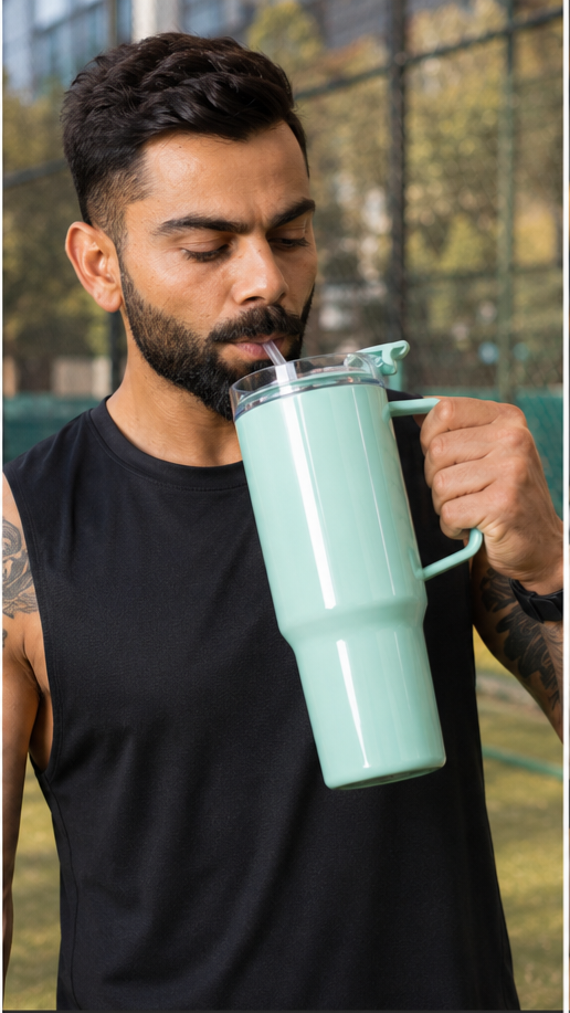 1800 ML Plastic Tumbler with Handle & Straw